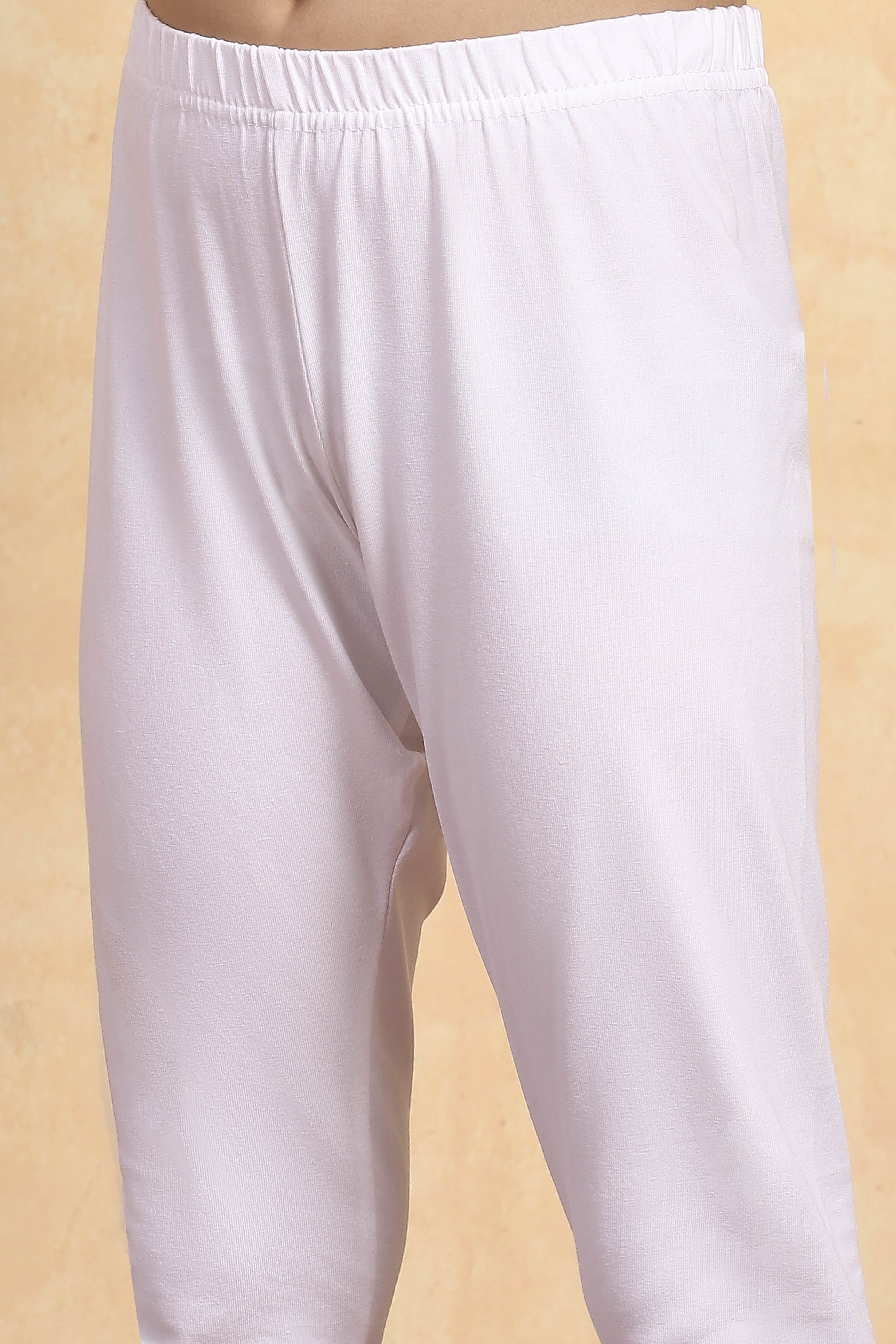 White Cotton Tiered Solid Suit Set image number 2