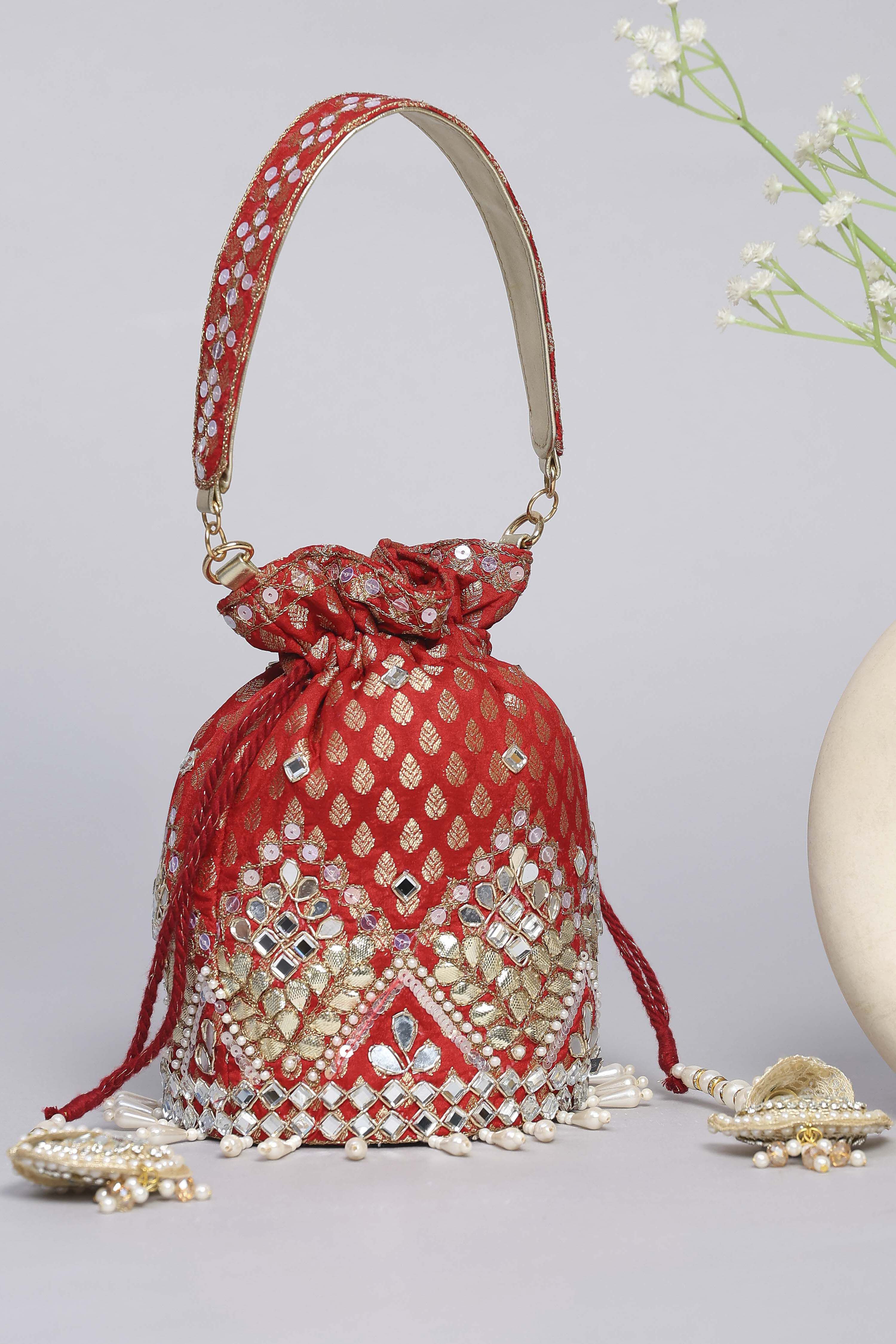 Red Polycotton Potli image number 5