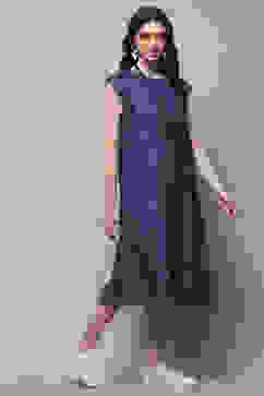 Indigo Rayon Straight Kurta image number 4