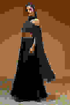 Black Art Silk Regular Lehenga Set image number 3