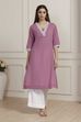 Blue Cotton Straight Kurta image number 5