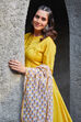 Yellow Cotton Gathered Suit Set image number 7