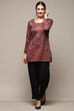 Red Poly Cotton Straight Printed Kurti