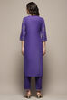 Magenta Cotton Printed Straight Suit Set image number 5