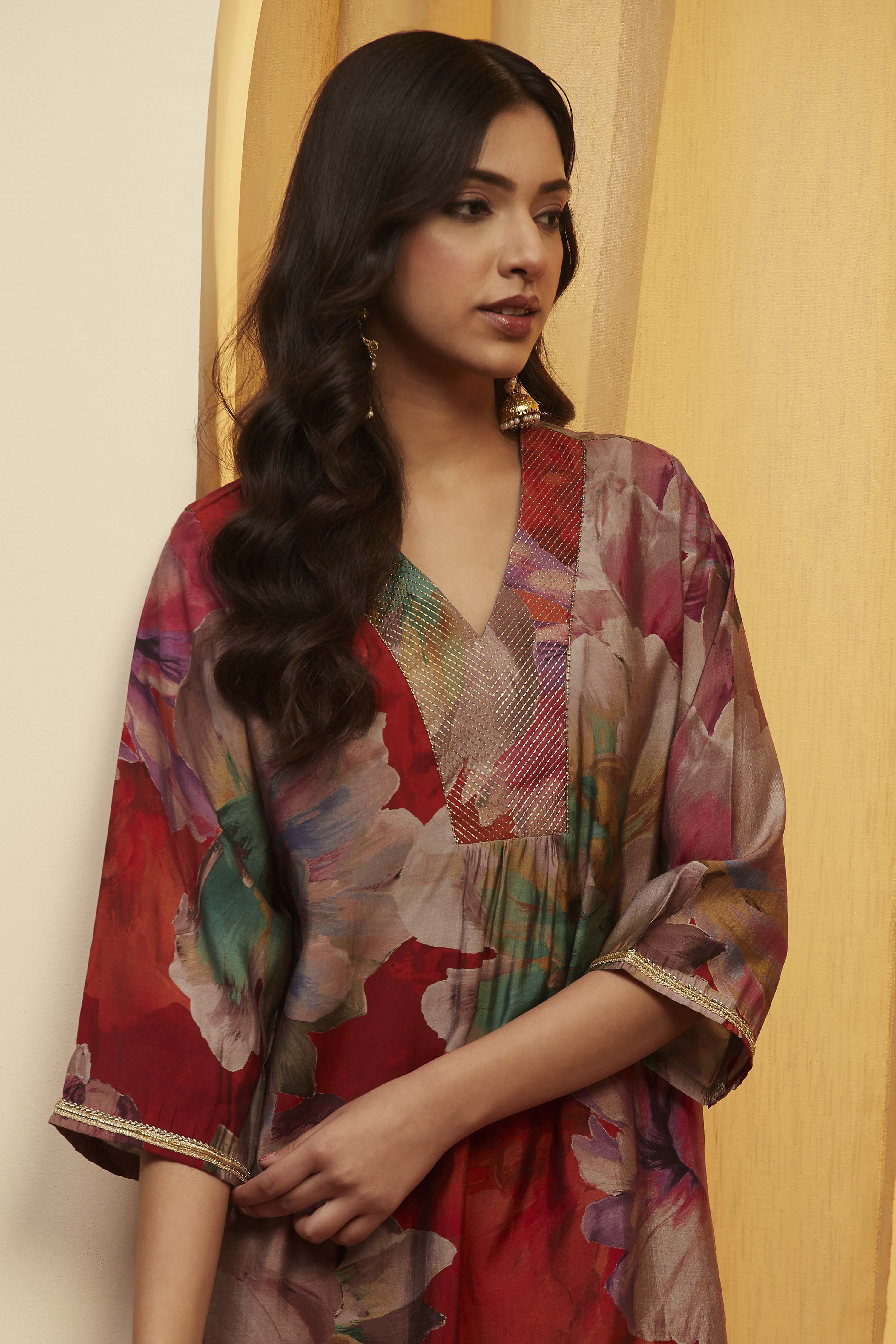 Rust Poly Viscose Straight Kurta image number 1