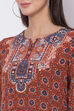 Rust Art Silk Straight Printed Kurti image number 1