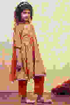 Orange Angrakha Printed Flared Suit Set image number 5