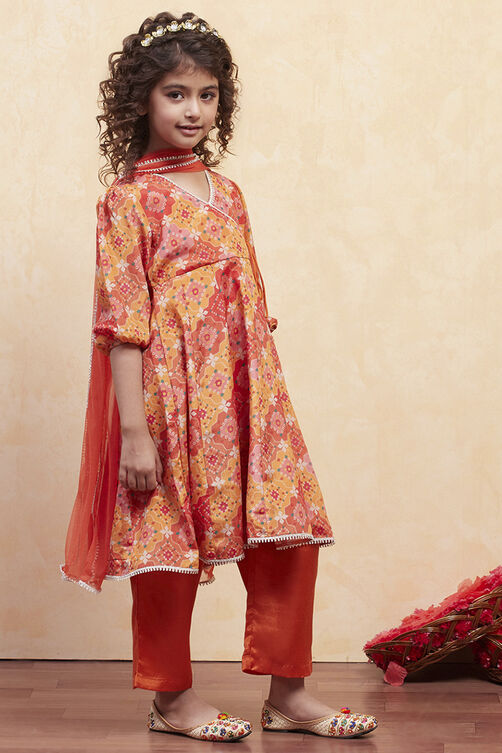 Coral Pink Polyester Flared Suit Set image number 5