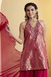 Violet Blue Viscose Rayon Halter Neck Sharara Set image number 1