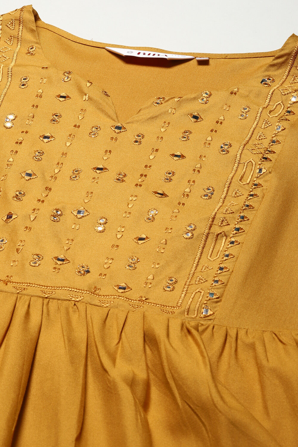 Mustard Rayon Flared Kurta image number 1