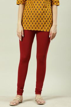 Maroon Cotton Lycra Churidar image number 2