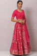 Hot Pink Straight Art Silk Lehenga Set image number 3
