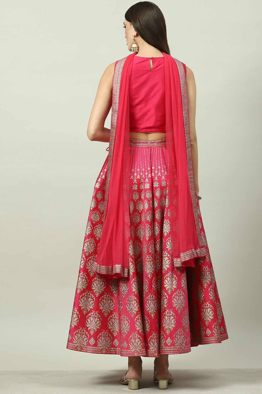 Mehndi Art Silk Lehenga Set image number 4