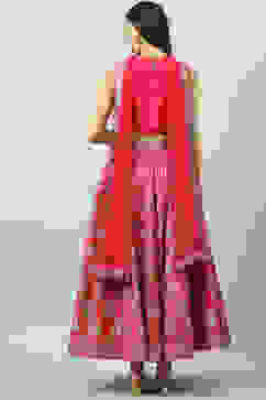 Fuschia Art Silk Lehenga Set image number 4