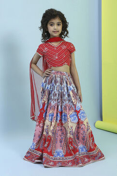 Red Cotton Lehenga Set image number 6