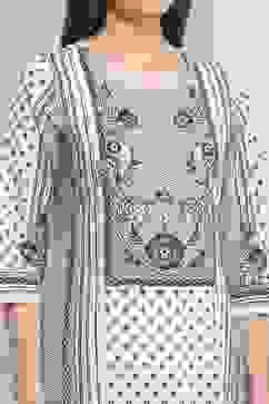 Black Cotton Straight Suit Set image number 1