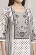 White and Black Cotton Printed Straight Suit Set image number 1