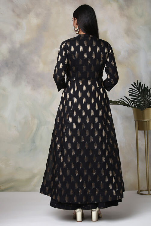 Black Cotton Three Piece Fusion Wear Set image number 7