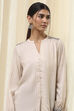 Beige Striped Straight Top image number 1