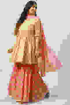 Mango Yellow Cotton Flared Kurta Garara Suit Set image number 5