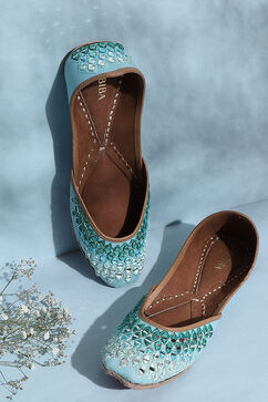 Blue PU Mojaris image number 0