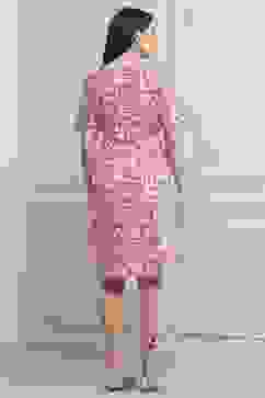 Coral Red Rayon Floral Short Dress With Belt image number 3