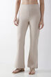 Beige Viscose Blend Flared Pants image number 4