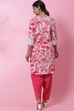 White And Fuchsia Cotton A-Line Kurta Salwar Pant Suit Set image number 4