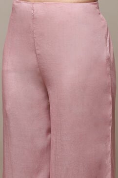 Pink Linen Machine Embroidered Unstitched Suit Set image number 3