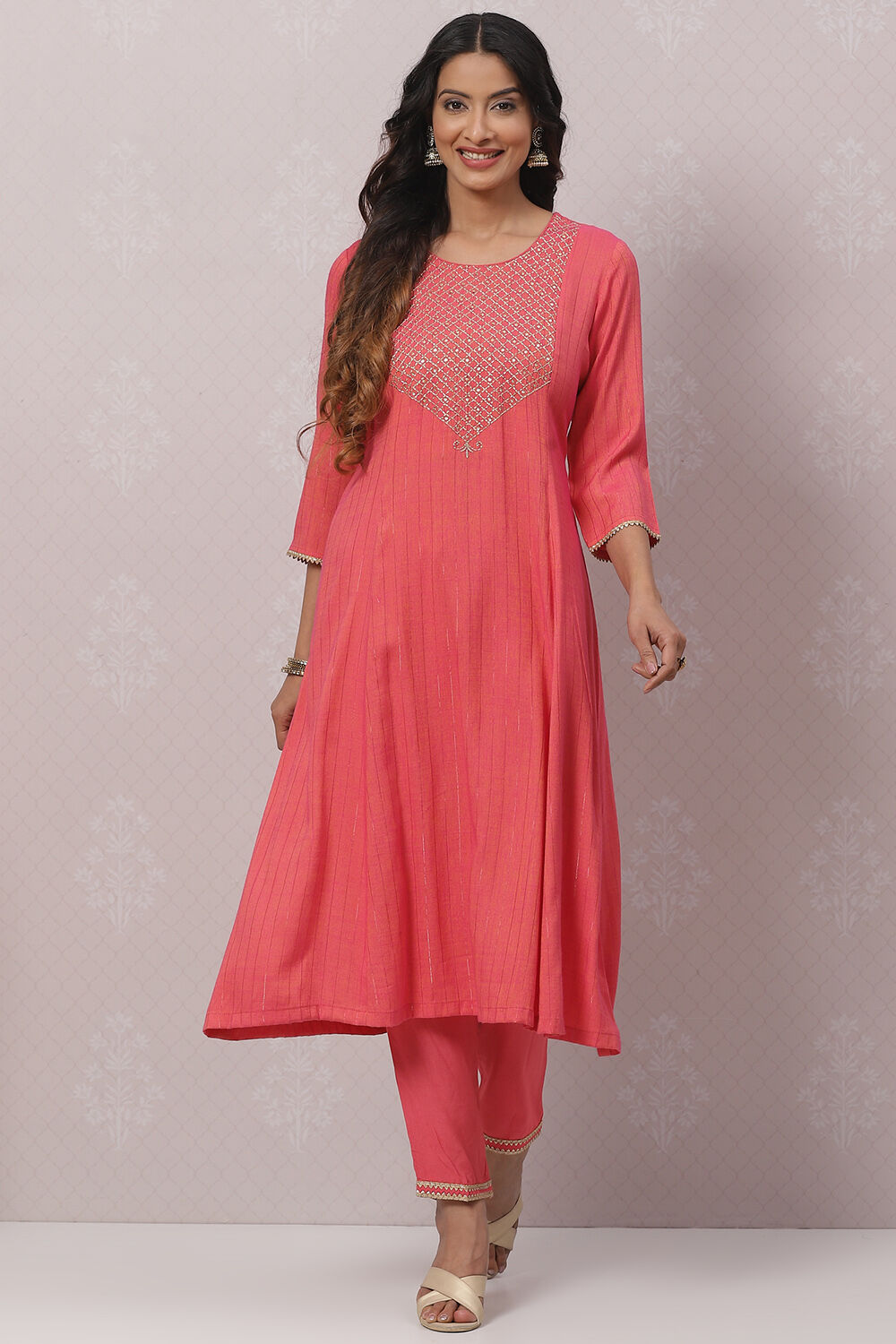 Fuchsia LIVA A Line Kurta Set image number 0