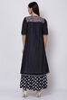 Black And White Cotton Front Open Printed Kurta image number 5