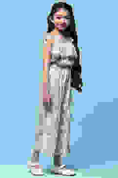 Lavender Printed Cotton Strappy Jumpsuit image number 4