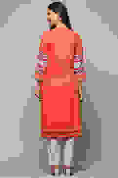 Red Rayon Straight Kurta image number 3