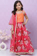 Pink Art Silk Flared Lehenga Set image number 7