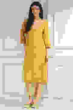 Yellow Solid Straight Kurta image number 5