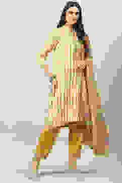 Mustard Viscose Straight Kurta Pants Suit Set image number 6