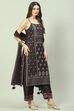 Choco Brown Viscose Blend Straight Printed Kurta Suit Set image number 0