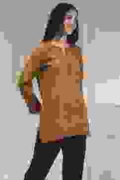 Mustard Red Polyester Straight Printed Short Kurta image number 4