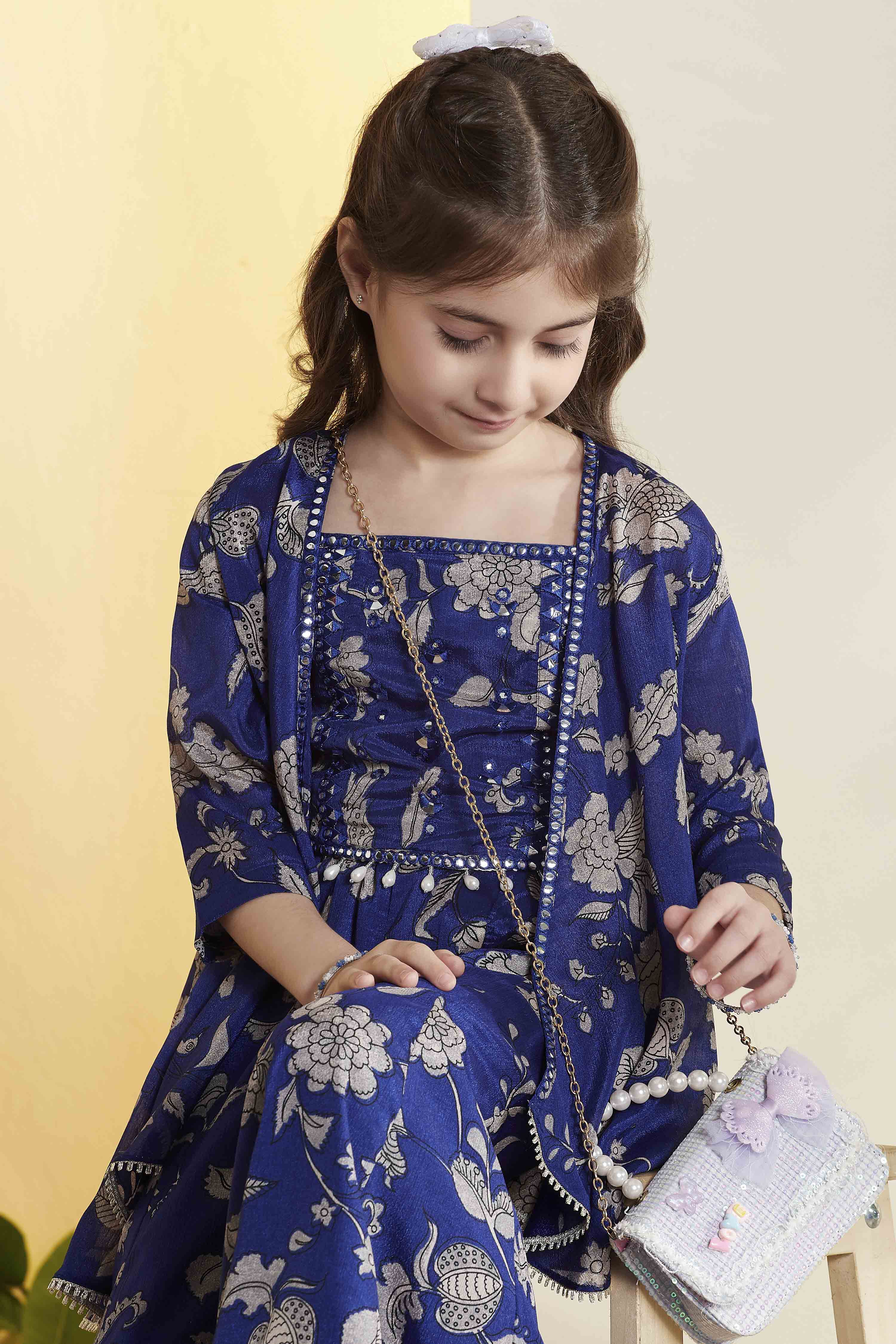 Blue Polyester Straight Suit Set image number 1