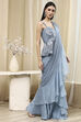 Ice Blue Nylon Saree image number 5