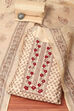Off White Chanderi Hand Block Print Unstitched Suit Set image number 0