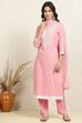 Blue Cotton Handloom Unstitched Suit Set image number 1