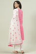 Aqua Blue and White Cotton Straight Suit Set image number 4