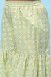 Green Cotton Floral Printed Strappy Peplum Suit Set image number 2