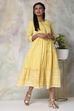 Yellow Cotton Double Layered Printed Kurta Dress image number 3