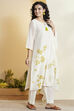 White & Red Viscose Rayon Floral Embroidered Kurta Set image number 5