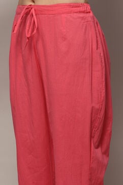White Pink Cotton Unstitched Suit set image number 3