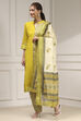 Mustard Cotton Modal Digital Print Unstitched Suit Set image number 4