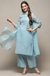 Powder Blue Polyester Straight Suit Set image number 6