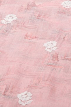 Pink Linen Unstitched Suit Set image number 2